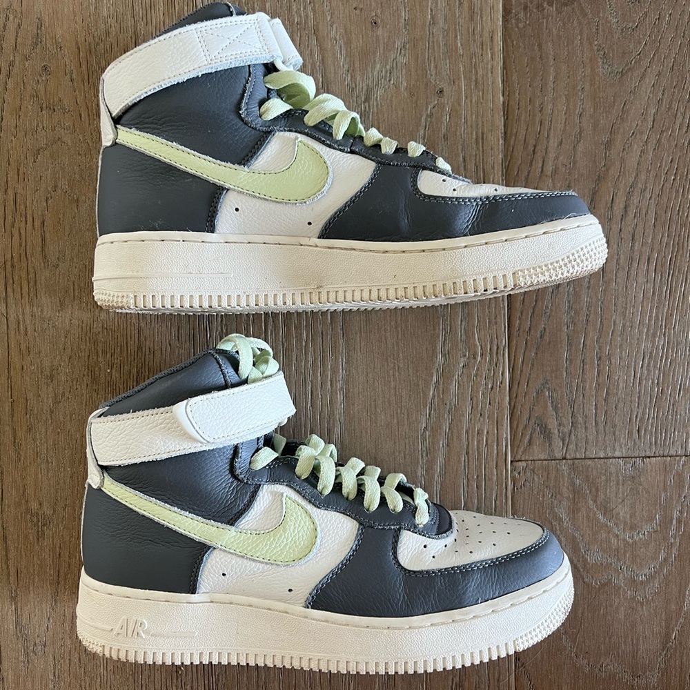 Custom made Air Force one high tops. Grey/mint green/ cream size 9